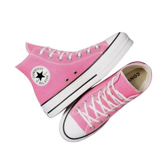 CONVERSE Women's Chuck Taylor All Star Pink Platform Canvas High Top Sneakers - Picture 4 of 7